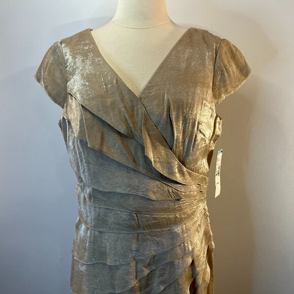 LONDON STYLE Women's Sand Tiered Formal Dress - Size 14 - NWT $100 - Picture 2 of 5